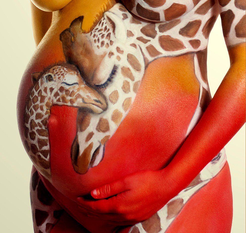 Pregnant Belly Painting Giraffes
