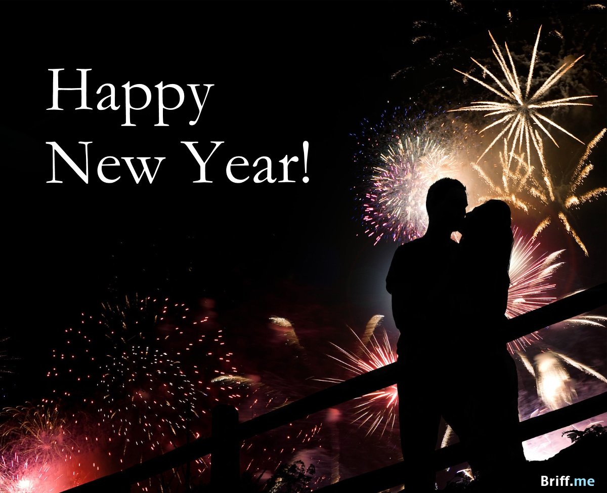 Romantic Kiss for New Years Eve - Fireworks