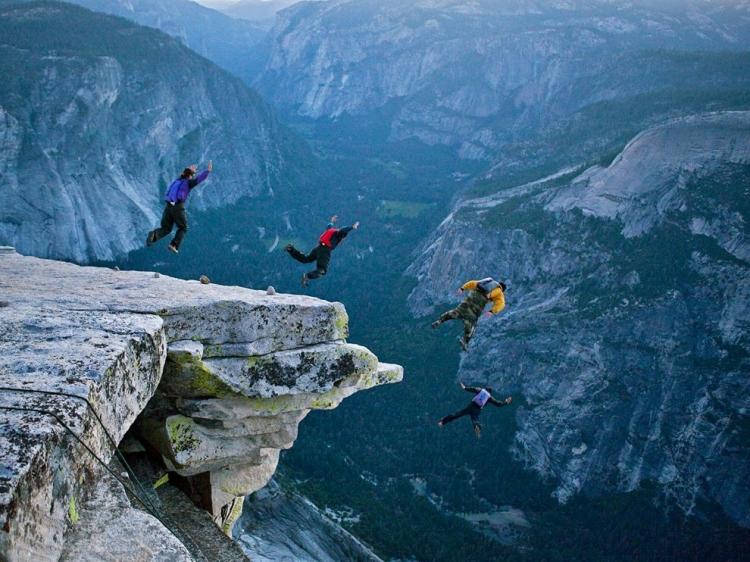 Base jumping in Yosemite High Places