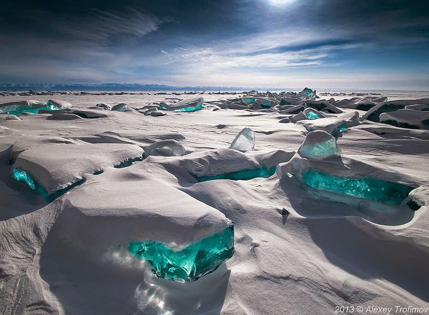 Emerald Ice On Baikal Lake, Russia Frozen Lakes