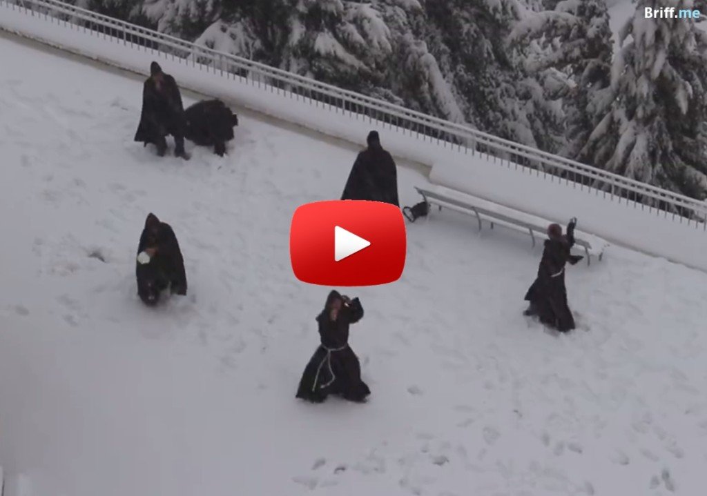 Monks Playing with Snow