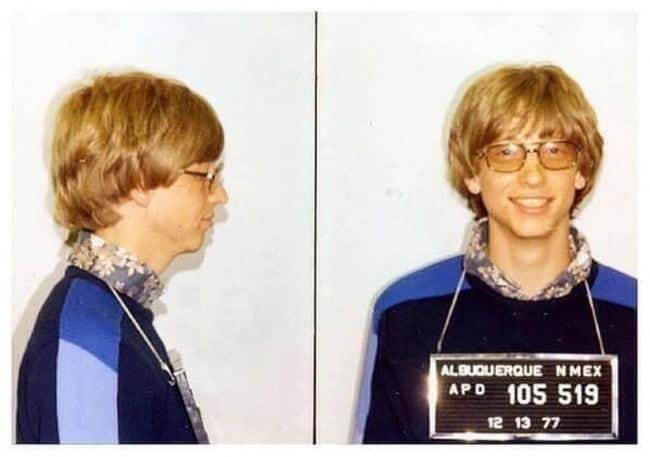 Bill Gates' mug shot. [1977] Young Celebrity