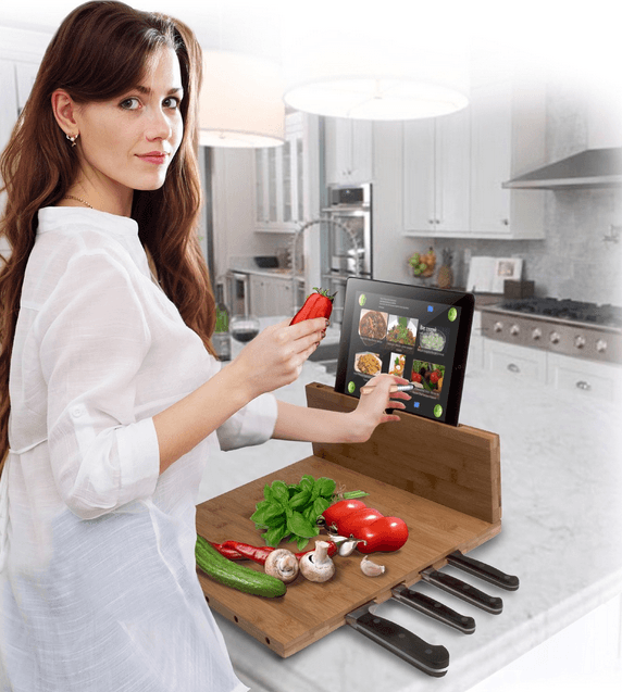 Chopping Board With Built-in iPad Stand Great Packages