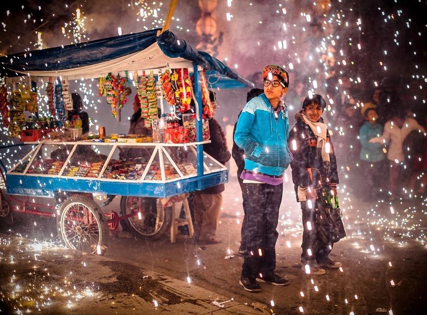 Fireworks Shower Onlookers In Sparks During Holy Week Celebrations, Acobamba, Tarma, Peru Photo Contest