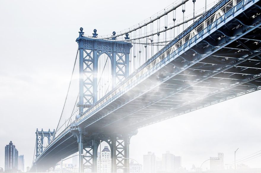 Fog Creeps Under The Manhattan Bridge, New York, New York Photo Contest