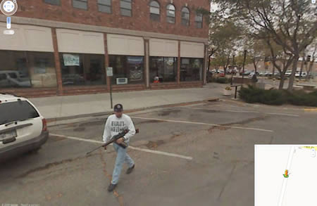 Look, here is a gunman in the Rapid City, South Dakota Google Street Surprises