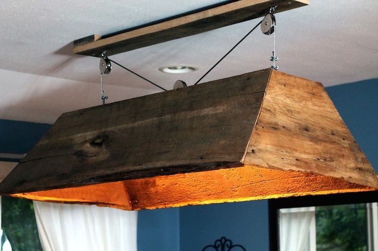Rustic light fixture made from reclaimed barn wood Upcycling