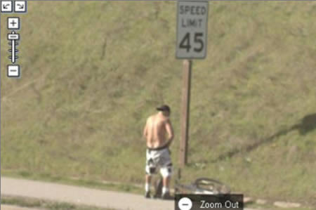 Think that he is peeing, Look again! Google Street Surprises