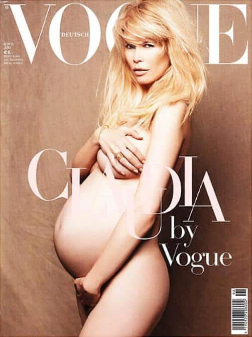Topless Pregnant Celebrities 10 - Claudia Schiffer Naked
