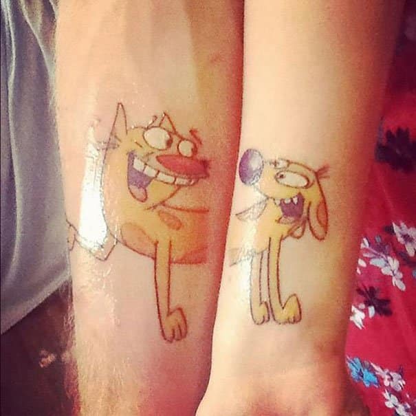 Cat & Dog Couple Tattoos