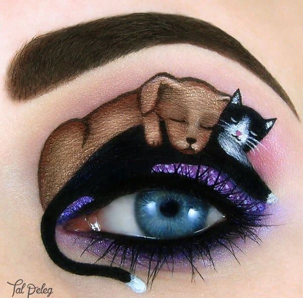 Cats and dogs together, deep meaning art actually Eye Makeup