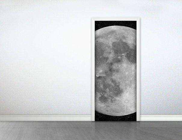 Moon Door Sticker Beautiful Galaxy