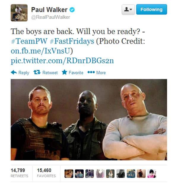 Paul Walker (car crash) Last Tweets