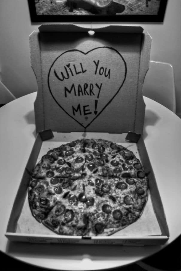 Pizza box proposal Wedding Proposal