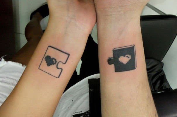 Puzzle of heart Couple Tattoos