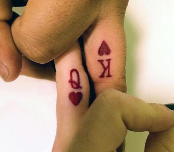 Queen and King of hearts Couple Tattoos