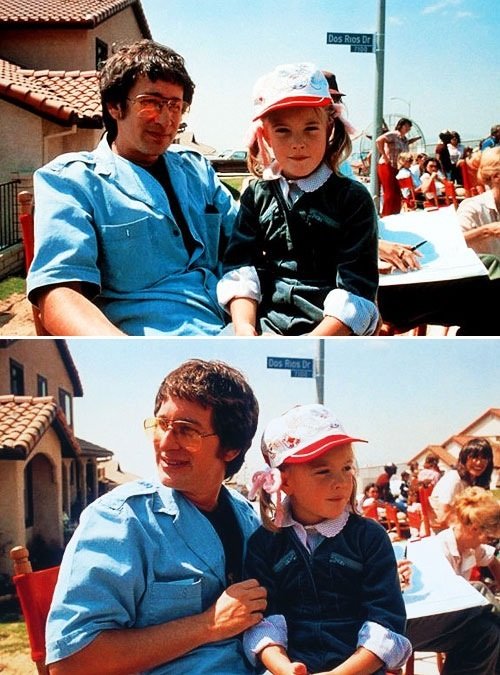 Steven Spielberg and Drew Barrymore on set of E.T Rare Photos