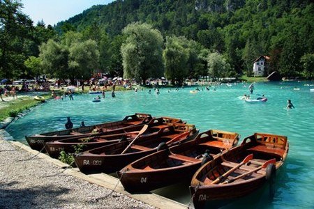 Boats are waiting for you Lake Bled of Slovenia