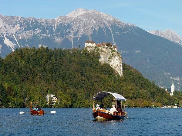 Serene boat ride Lake Bled of Slovenia