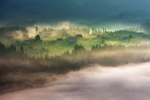 On the mountain glade Beskidy – Poland Misty Villages